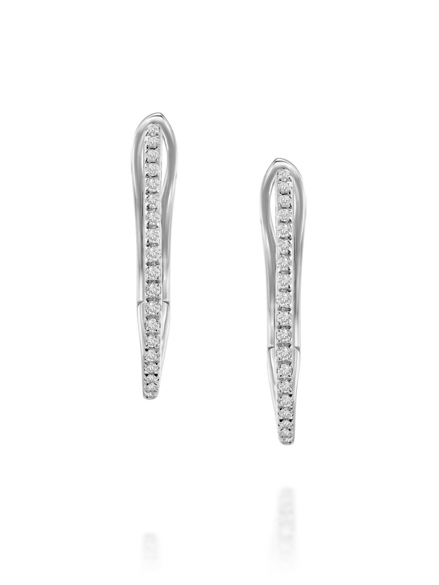 עגילי NAOMI  זהב לבן  ן 14קראט משובצת 38  יהלומים 0.1 קראט G-SI