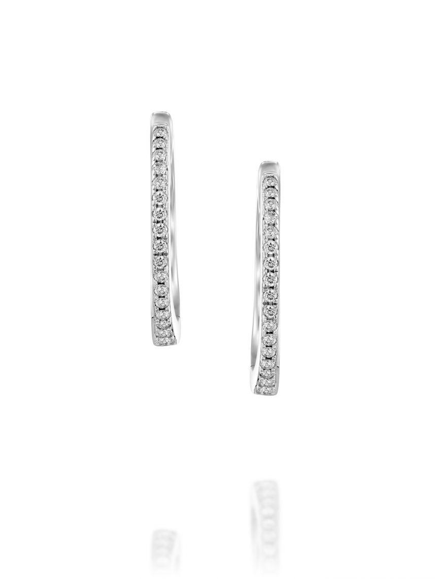 עגילי NAOMI  זהב לבן  14 קארט  34 יהלומים  0.14 קארט  G-SI