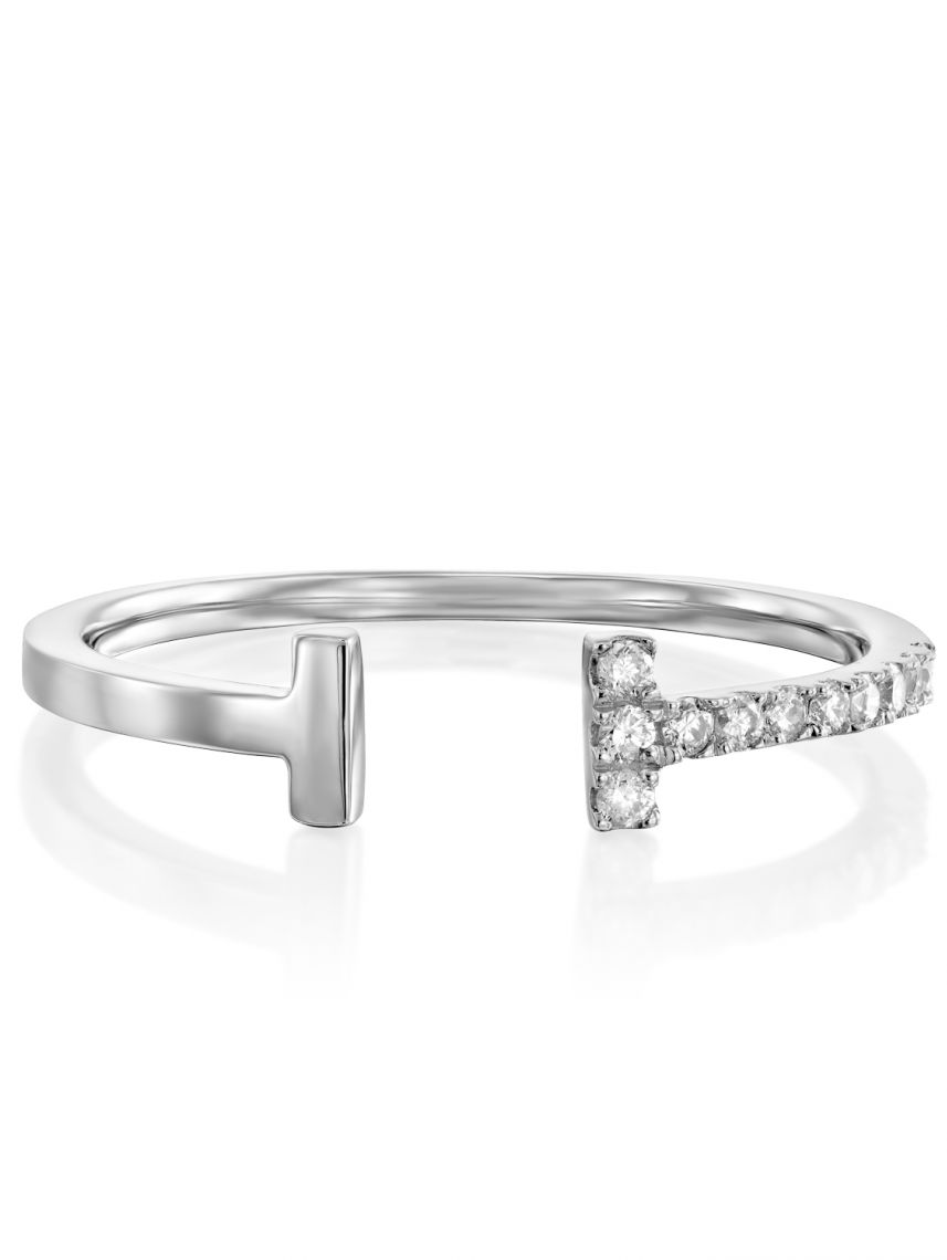 טבעת MEGHANE  זהב לבן  14קראט משובצת 11 יהלומים 0.09 קראט G-SI