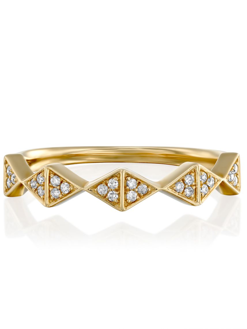 טבעת SHELLY זהב 14 קארט משובצת  24 יהלומים 0.08 קראט G-SI