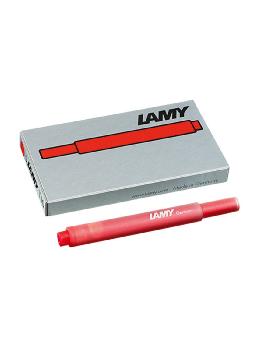 5 רפילים מסוג T10 בצבע אדום לעט מבית LAMY דגם 1602076