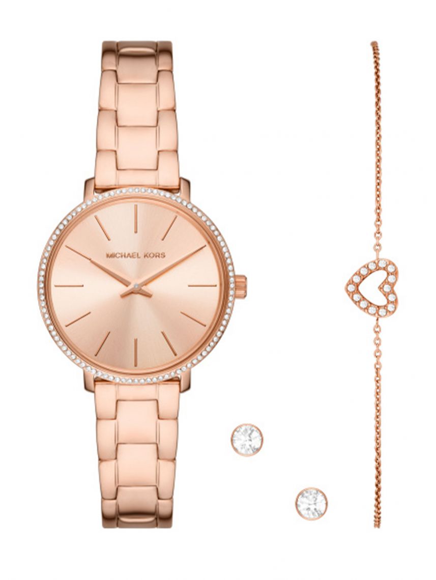 סט שעון +עגילים וצמיד MICHAEL KORS דגם MK1040