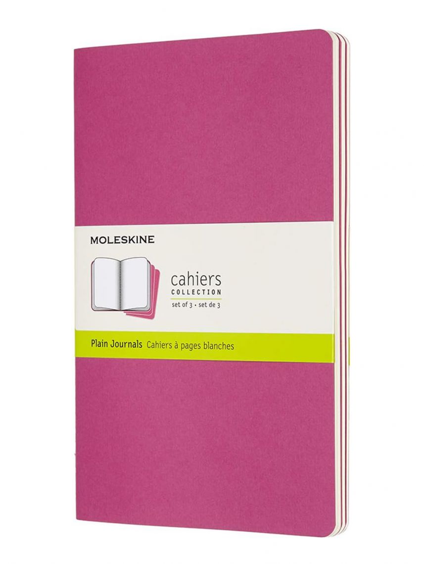 3 מחברות חלקות כריכה רכה מבית MOELSKINE  צבע ורוד דגם MOL-CH018D17