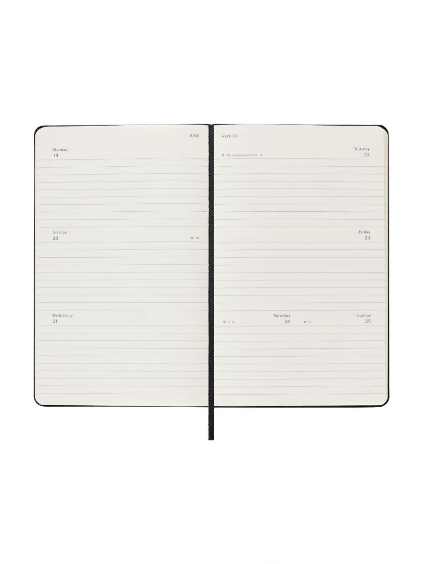 מחברת 12 חודשים שבועי כריכה קשה מבית MOLESKINE דגם DHB12WH3Y23