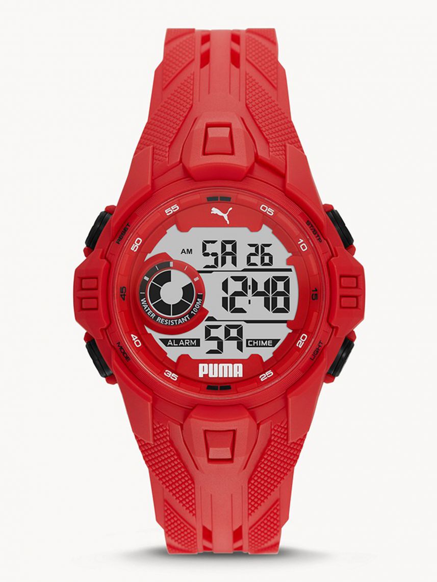 שעון דיגיטלי לגבר PUMA בצבע אדום   דגם P5040