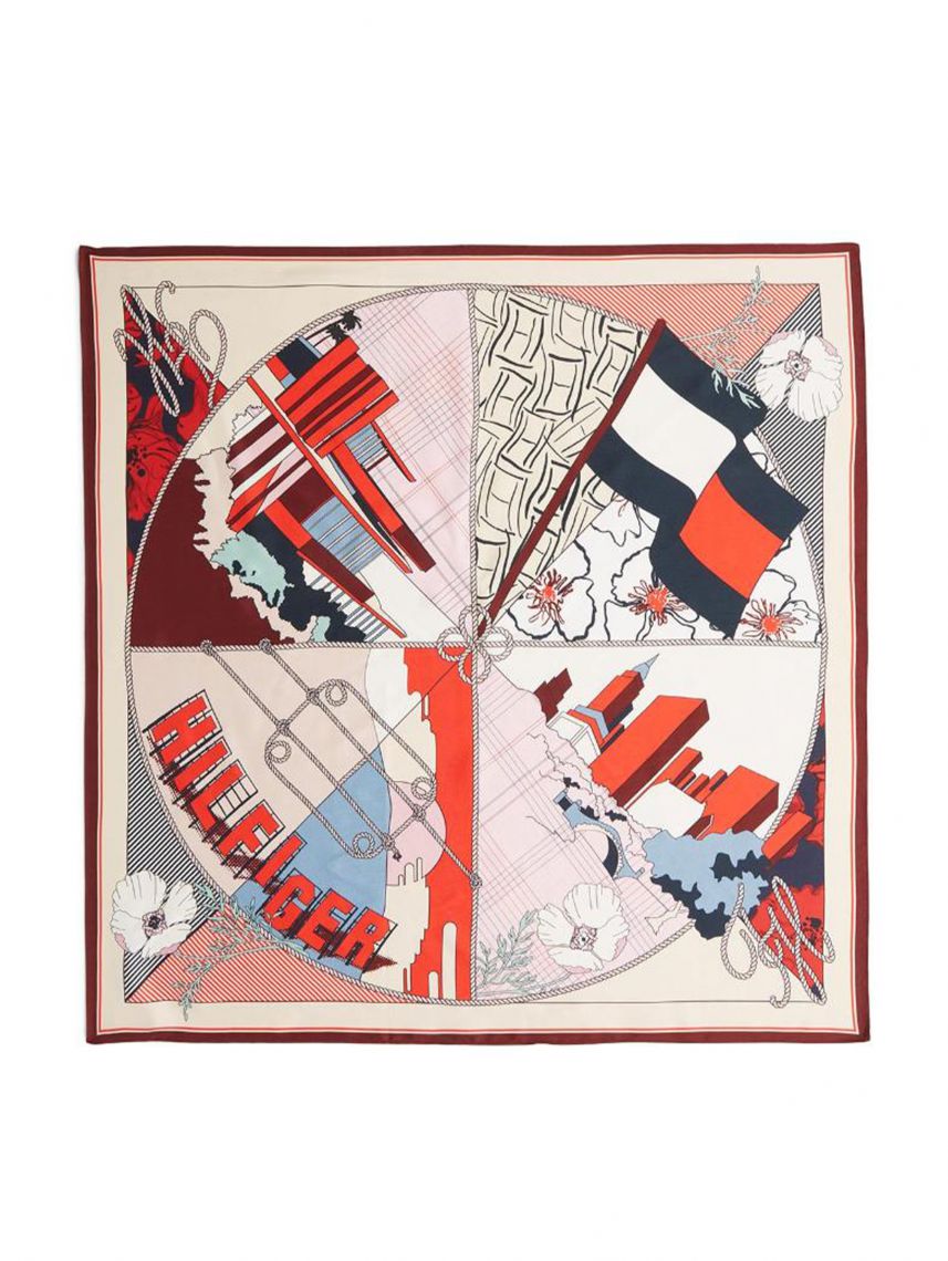 TH FLAG FLORAL SILK LARGE SQUARE