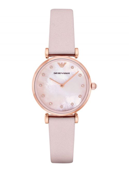 שעון יד EMPORIO ARMANI לאישה רצועת עור ורודה דגם AR1958