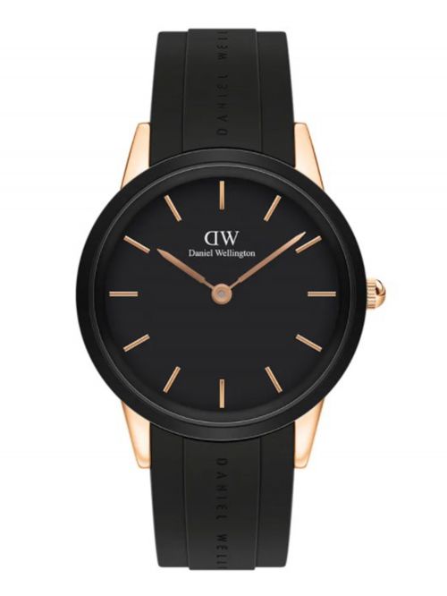 שעון יד לגבר מבית  DANIEL WELLINGTON   בצבע שחור רצועת סיליקון  דגם DW00100425