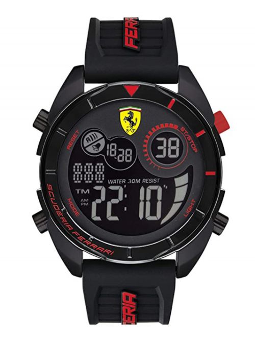 שעון יד דיגיטלי FERRARI רצועת סיליקון שחורה דגם 0830743