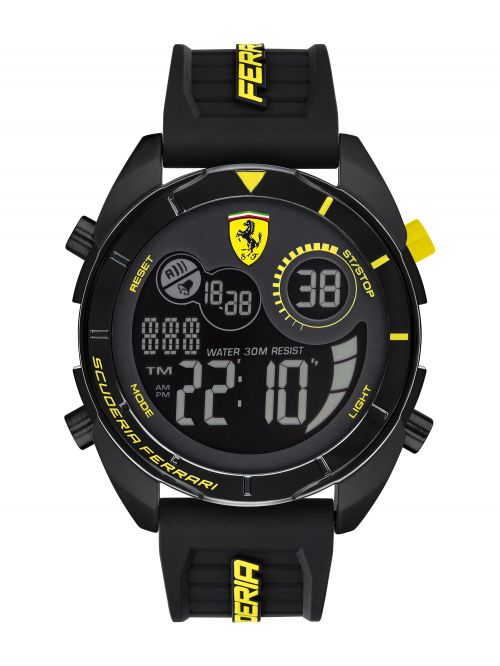 שעון יד דיגיטלי FERRARI רצועת סיליקון שחורה דגם 830744