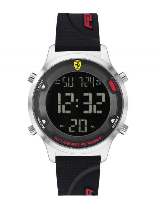 שעון יד דיגיטלי לגבר FERRARI רצועת סיליקון שחורה דגם 830756