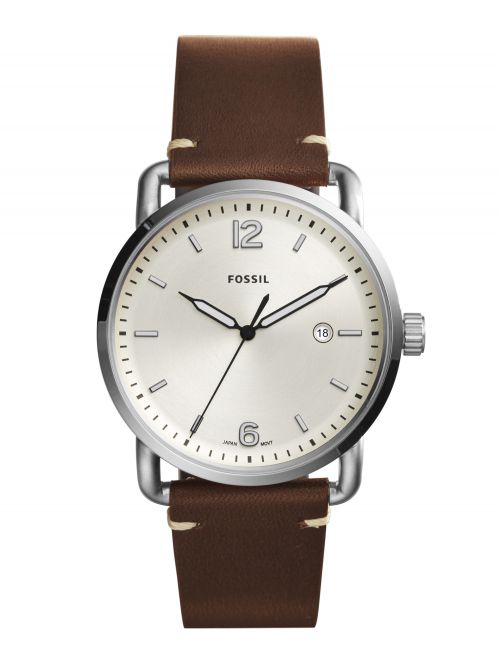 שעון יד FOSSIL לגבר עם רצועת עור קולקציית THE COMMUTER דגם FS5275