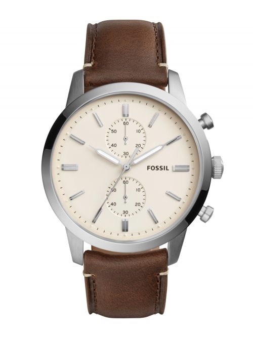 שעון יד FOSSIL לגבר עם רצועת עור קולקציית TOWNSMAN דגם FS5350