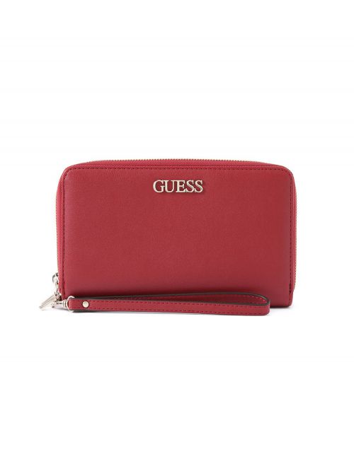 ארנק דמוי עור GUESS לאישה בצבע בורדו קולקציית ALBY דגם DF745568-MER