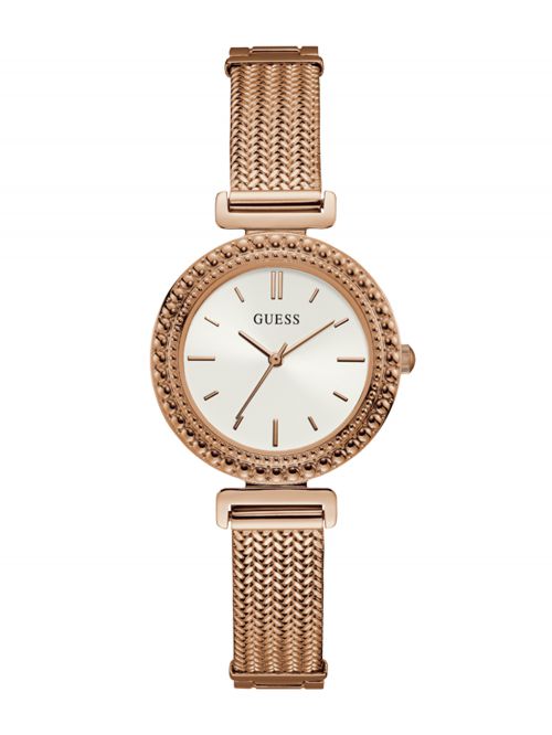 שעון יד GUESS לאישה עם רצועת מתכת בצבע רוז-גולד דגם W1152L3