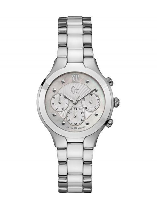 שעון יד GC שוויצרי לאישה עם רצועה משולבת קרמיקה ומתכת דגם Y30001L1