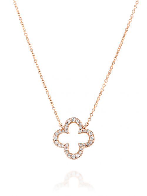 תליון  LEA  זהב אדום  14 קארט 32 יהלומים 0.09 קארט G-SI  בצורת פרח