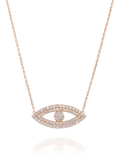 תליון עיו מזהב ורוד  14 קארט 67 יהלומים 0.35 קארט G-SI