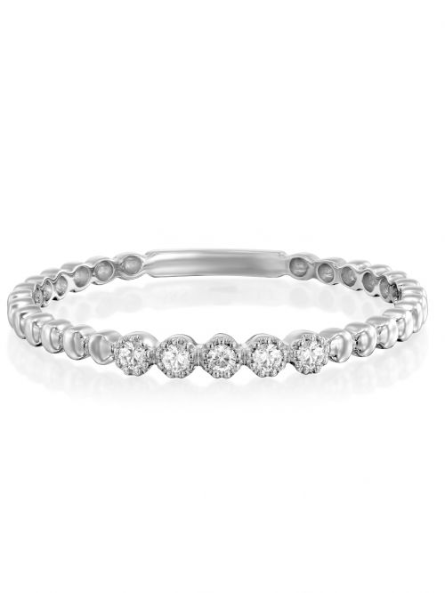 טבעת NAOMI זהב לבן 14קראט משובצת 5 יהלומים 0.05 קראט G-SI