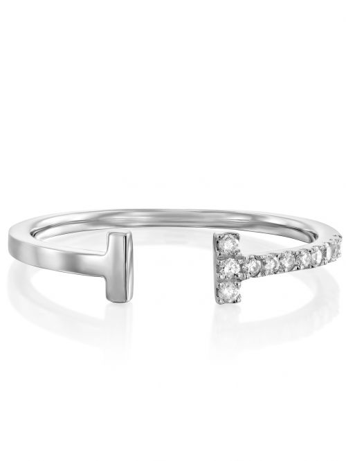 טבעת MEGHANE  זהב לבן  14קראט משובצת 11 יהלומים 0.09 קראט G-SI