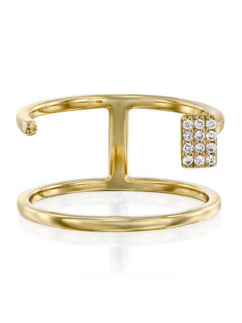 טבעת CECILE  זהב  14 קארט 12 יהלומים 0.06 קארט G-SI