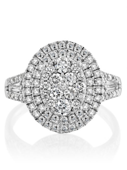 טבעת  DIANA  זהב לבן 14קראט משובצת 99 יהלומים 1.08 קראט G-SI