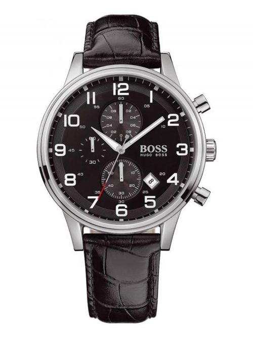 שעון יד HUGO BOSS לגבר עם רצועת עור קולקציית AEROLINER דגם 1512448