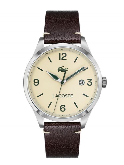 שעון יד LACOSTE לגבר עם רצועת עור בצבע חום דגם 2011107