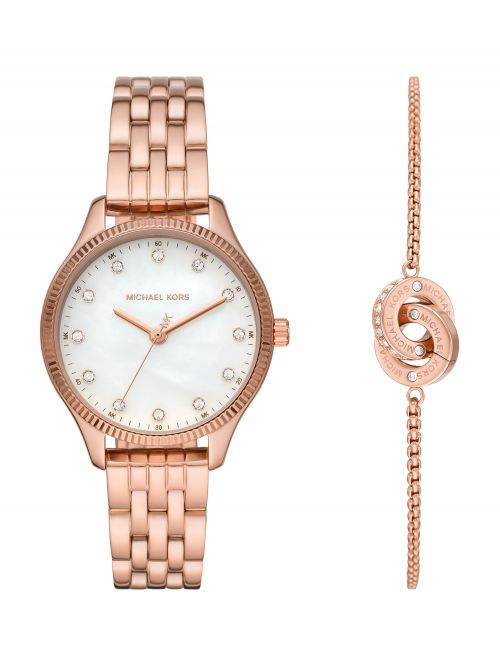 סט שעון יד וצמיד MICHAEL KORS לאישה סדרת LEXINGTON דגם MK1025