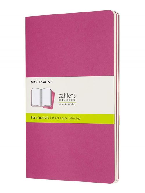 3 מחברות חלקות כריכה רכה מבית MOELSKINE  צבע ורוד דגם MOL-CH018D17