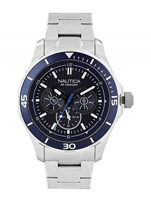 שעון יד NAUTICA לגבר עם רצועת מתכת דגם NAI16528G