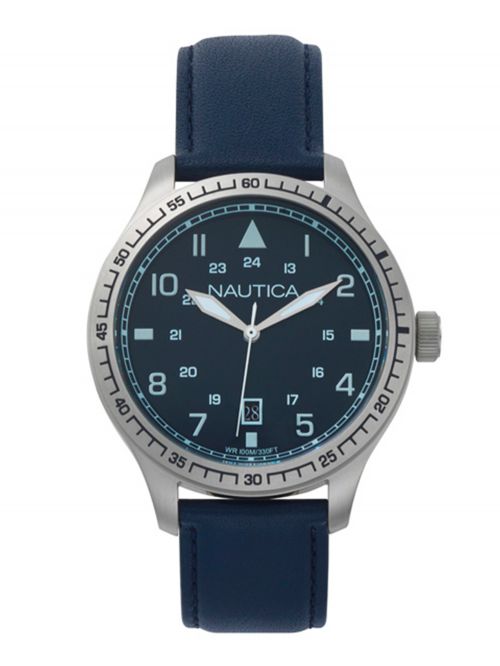 שעון יד NAUTICA לגבר עם רצועת עור דגם NAPB05001