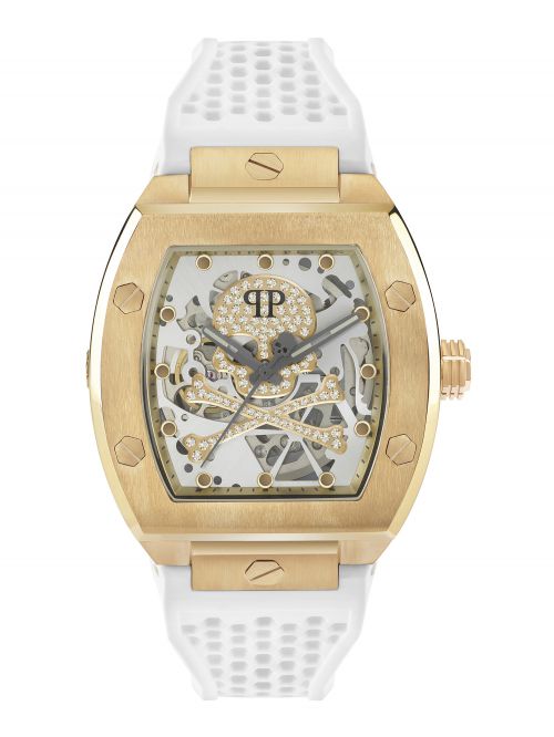שעון לגבר מהמותג PHILIPP PLEIN רצועת סיליקון לבנה דגם PWBAA0421
