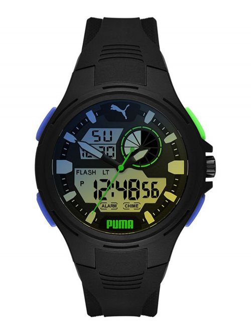 שעון לגבר PUMA בצבע שחור רצועת סיליקון דגם P5084