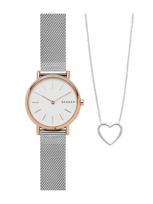 סט שעון ושרשרת SKAGEN לאישה קולקציית SIGNATUR דגם SKW1106